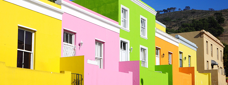 Färgglada husfasader i Bo-Kaap i Sydafrika.
